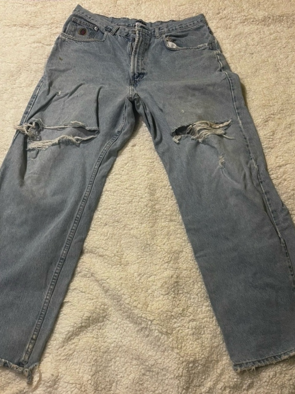 Vintage Light Wash Distressed Jeans0601
